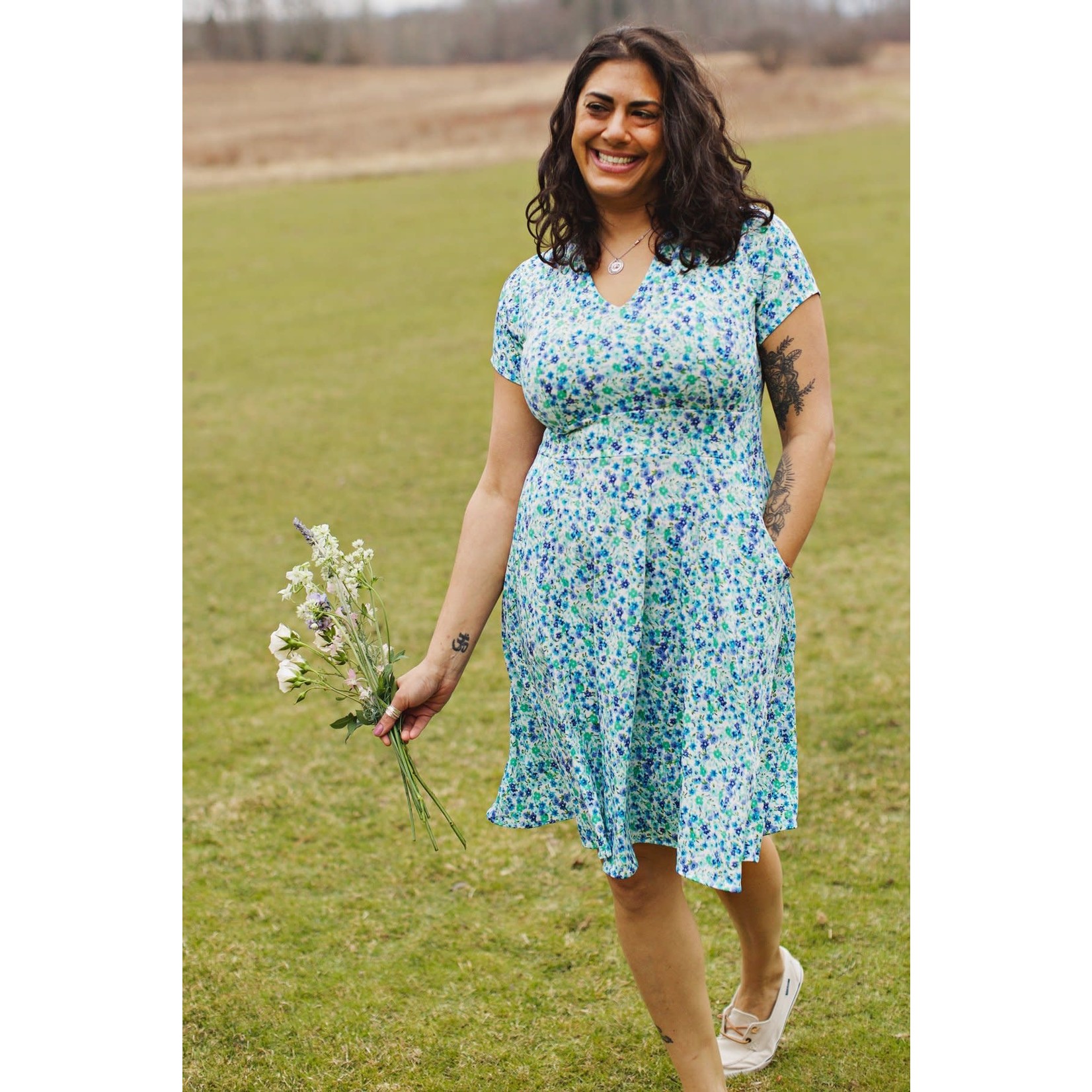 Karina Cece Short Sleeve Dress in Sky Meadow