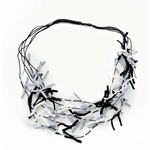 Multi-color Fabric Tie Necklace in Black and White