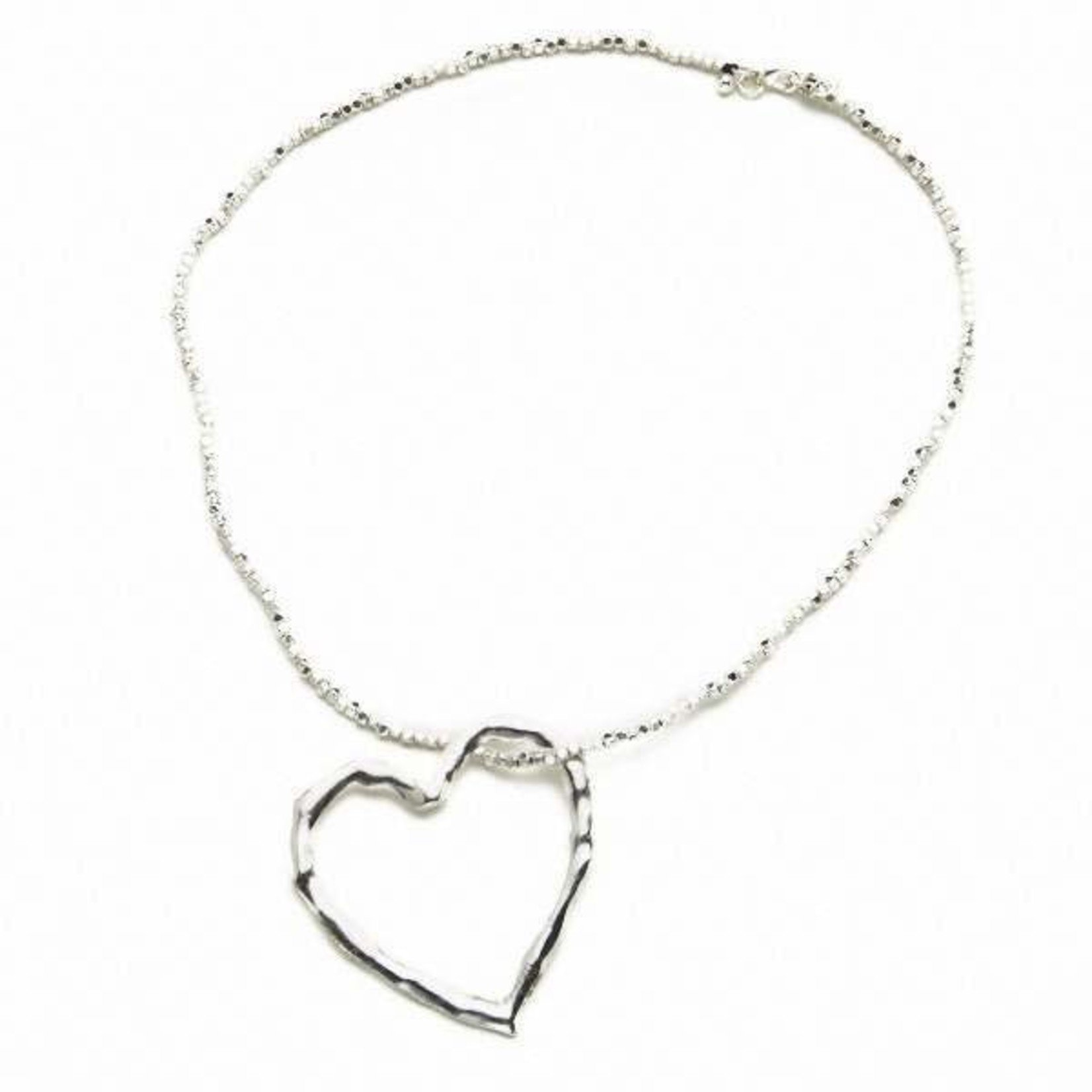 Suzie Blue Canada Open Heart Necklace in Silver Plate