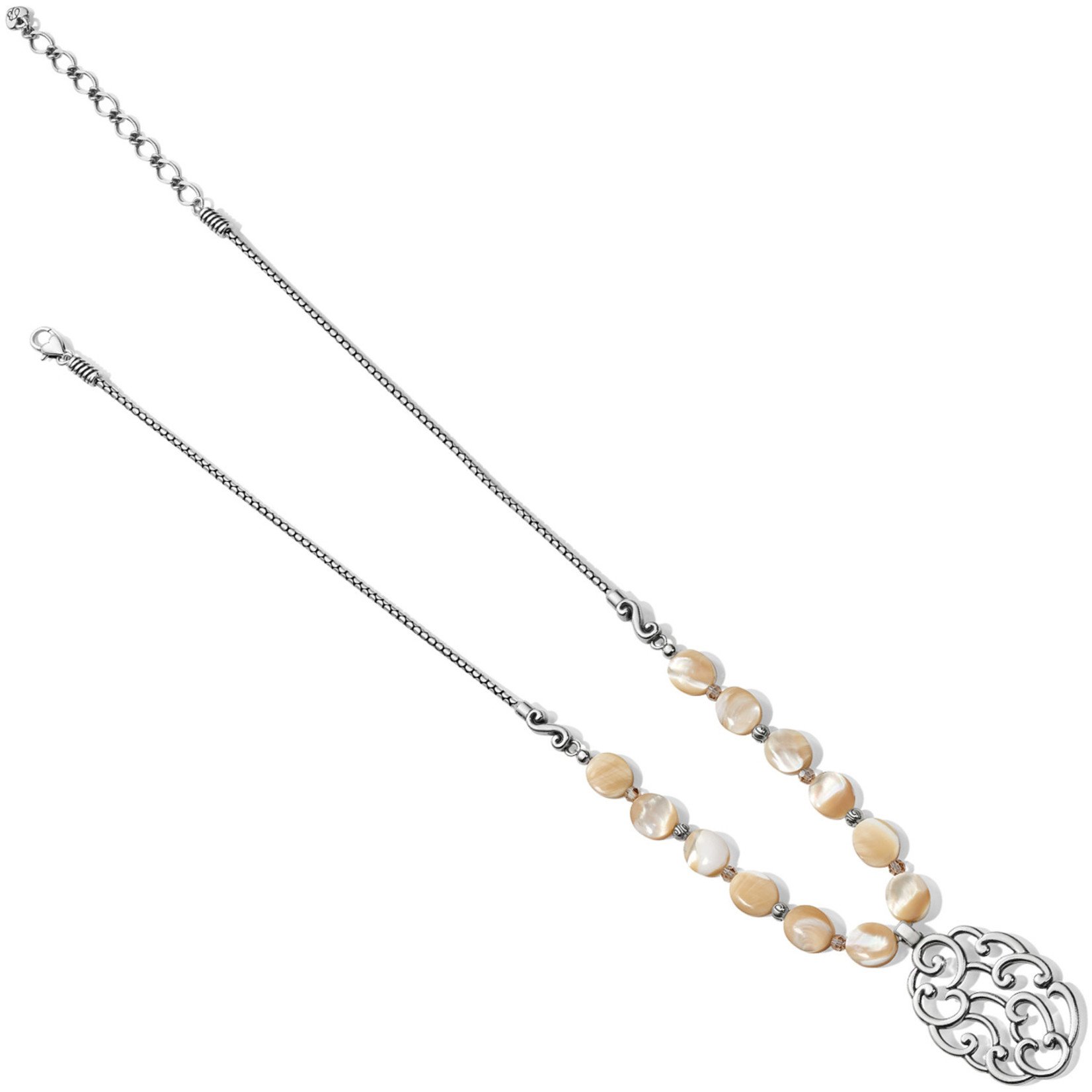 Brighton Barbados Nuvola Shell Long Necklace Silver-Pearl OS