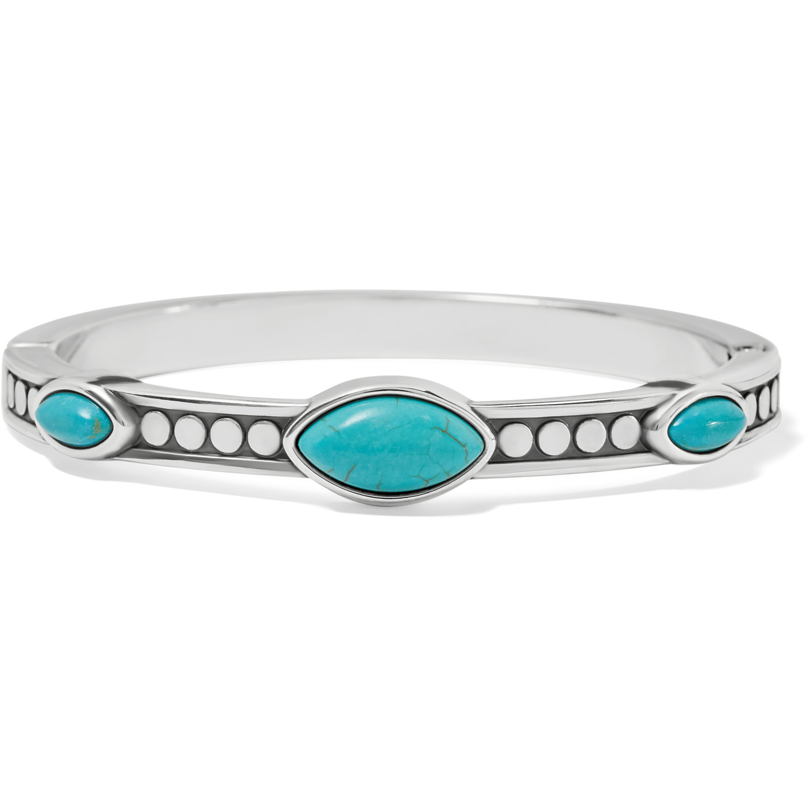Brighton Pebble Dot Dream Hinged Bangle - Silver-Turquoise