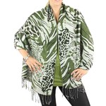 Magic Scarf Abstract Animal Print Shawl in Natural, Black, Green