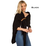 Cable Knit Triangle Wrap in Black