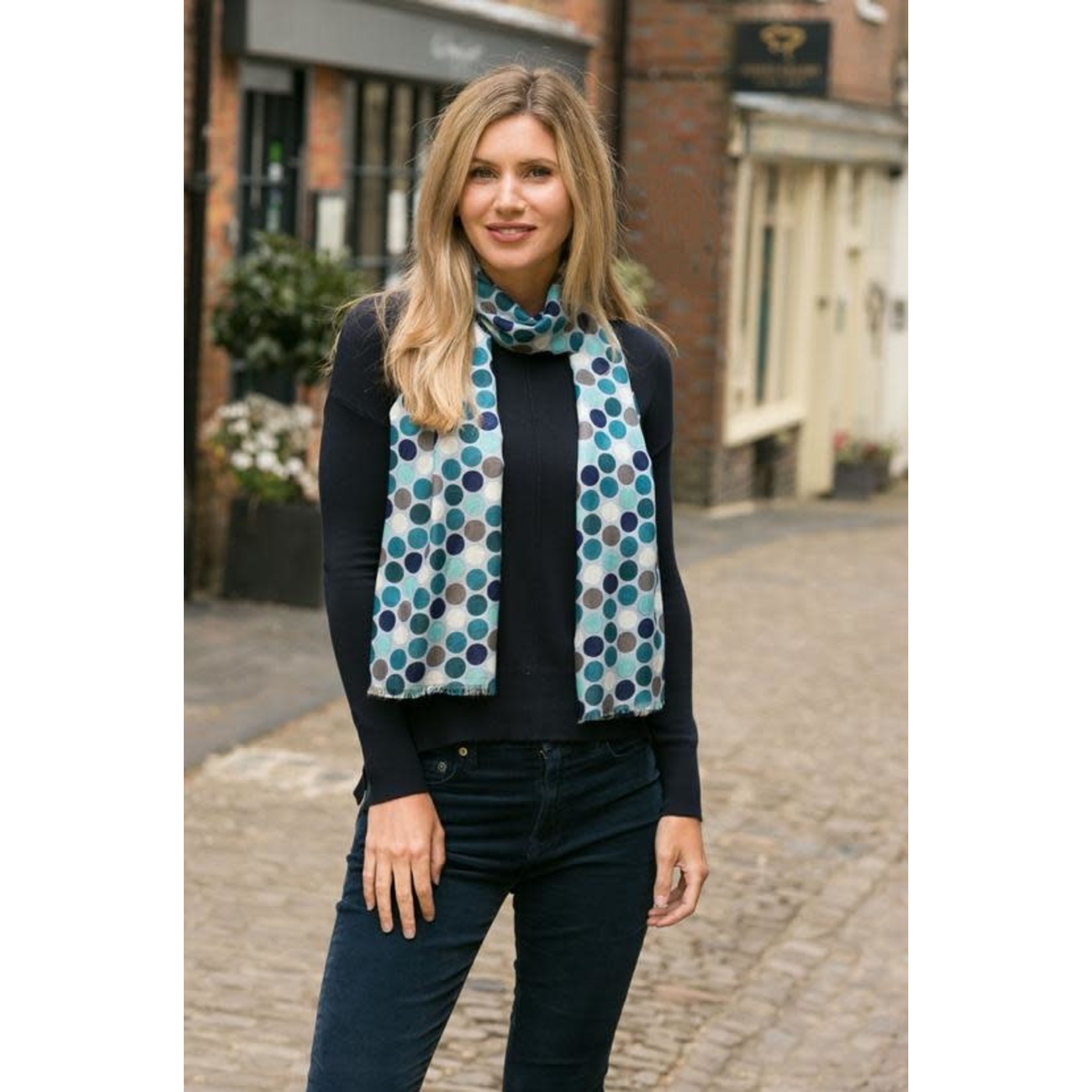 Jenny Spot Scarf in Blue