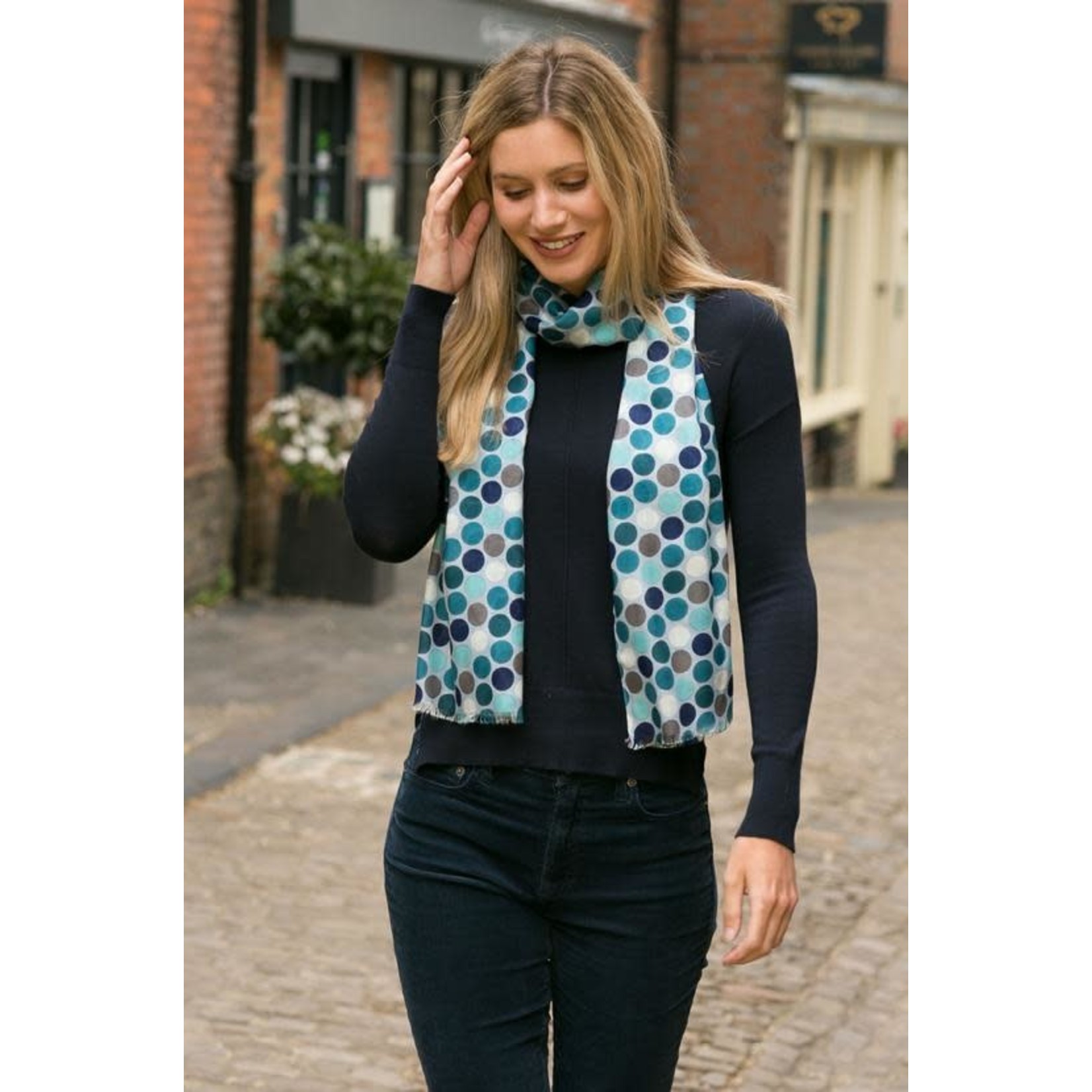 Peony Accessories Jenny Spot Scarf in Blue