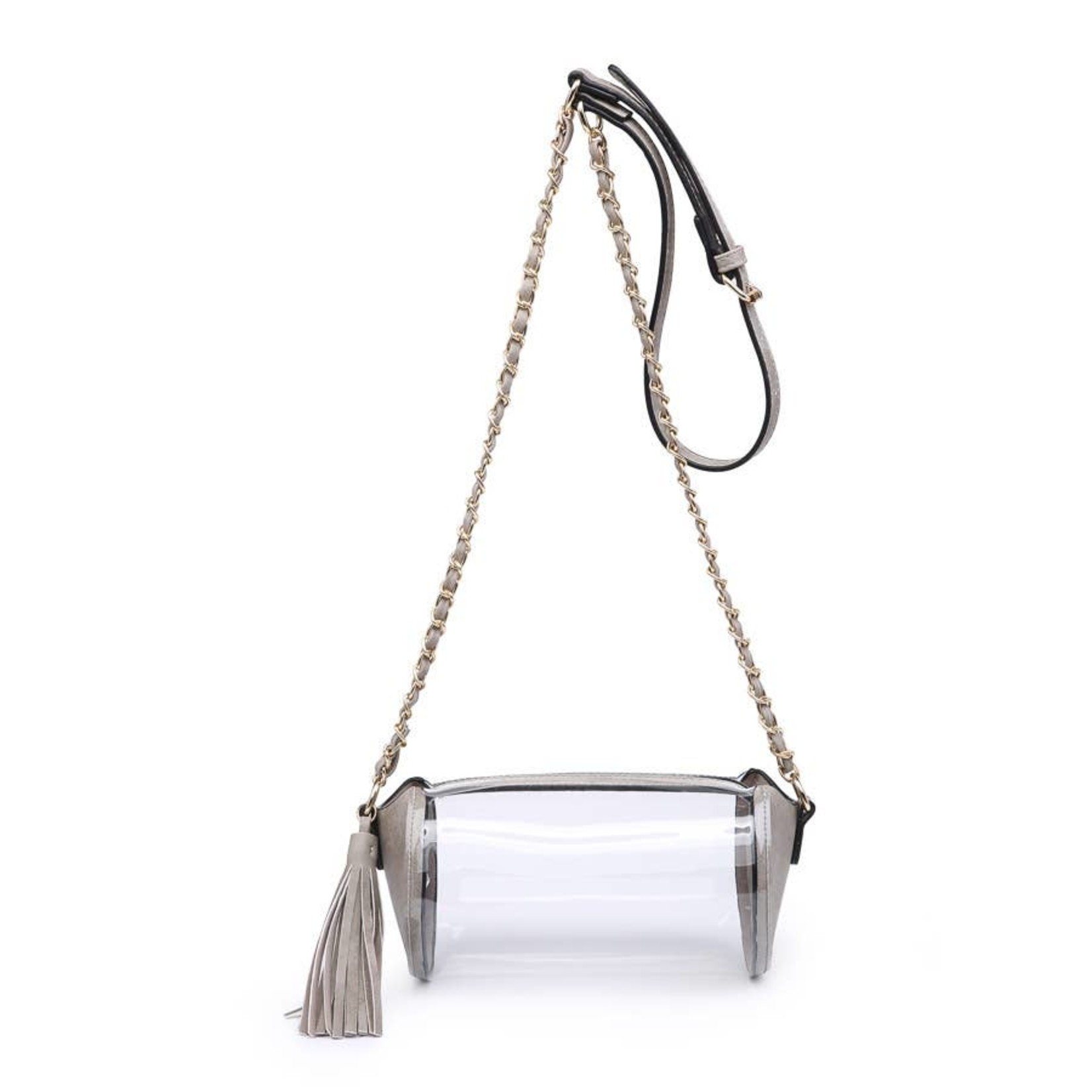 Jen & Co Crossbody/Round/Clear/Goldchain/Tassle Gray