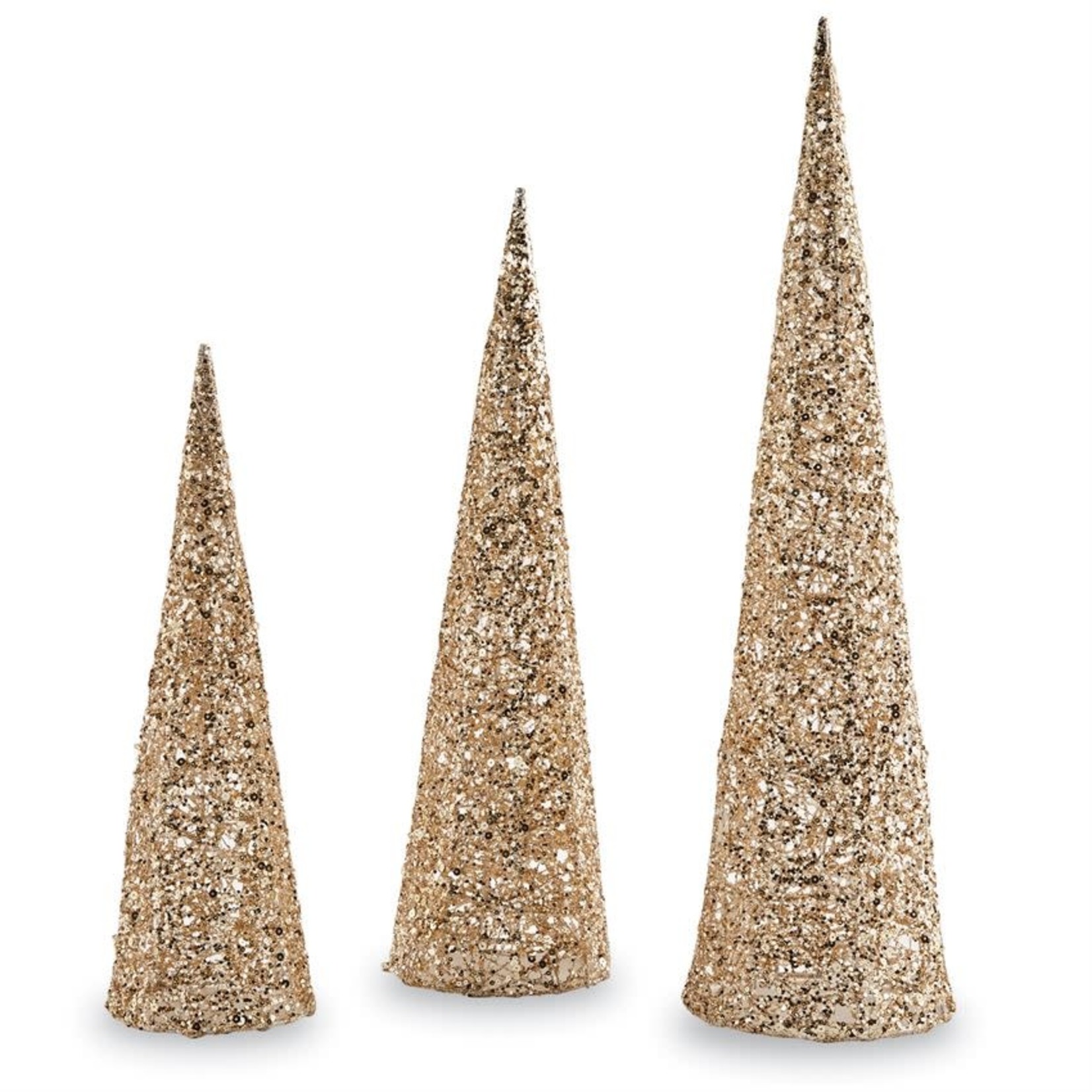 Gold Glitter Cone Nested Tree Set