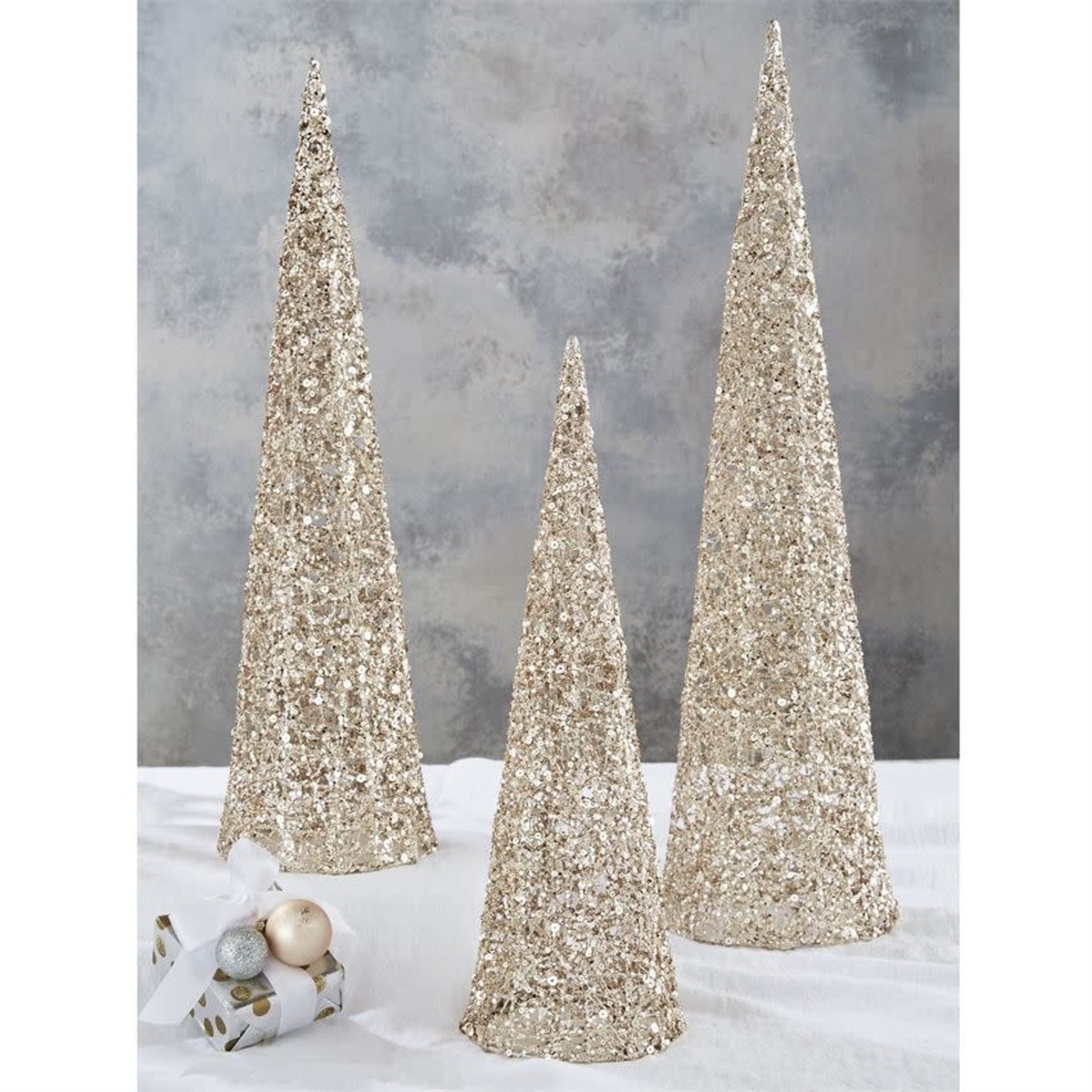 Gold Glitter Cone Nested Tree Set