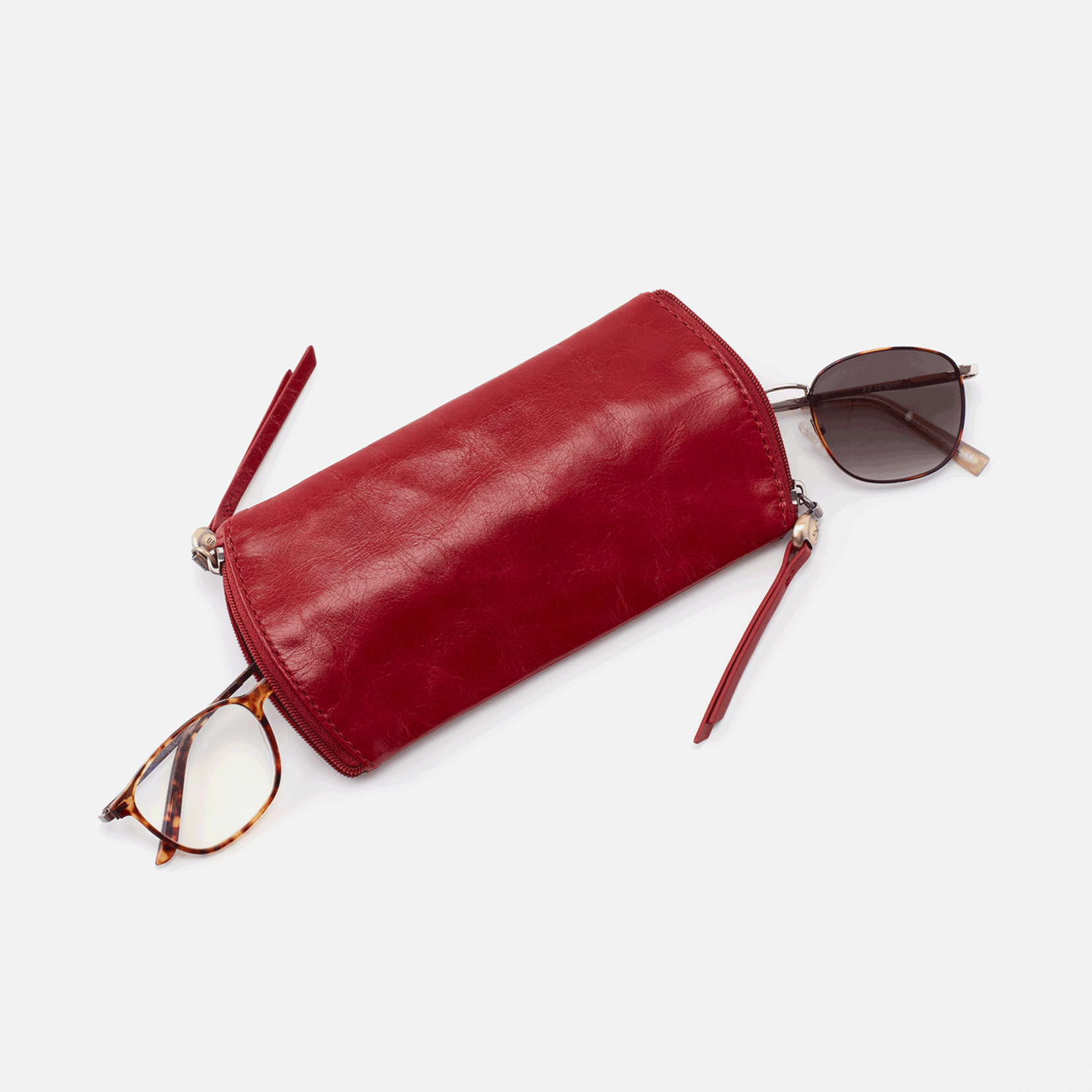 HOBO Spark Garnet Vintage Hide Leather Dbl Eyeglass Case