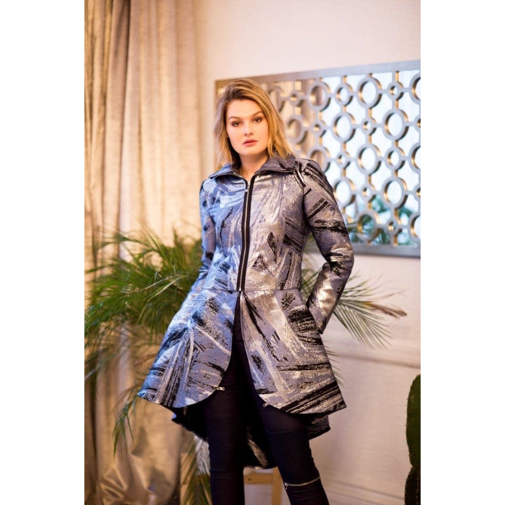 Samuel Dong Blue & Silver Zip & Flare Jacket