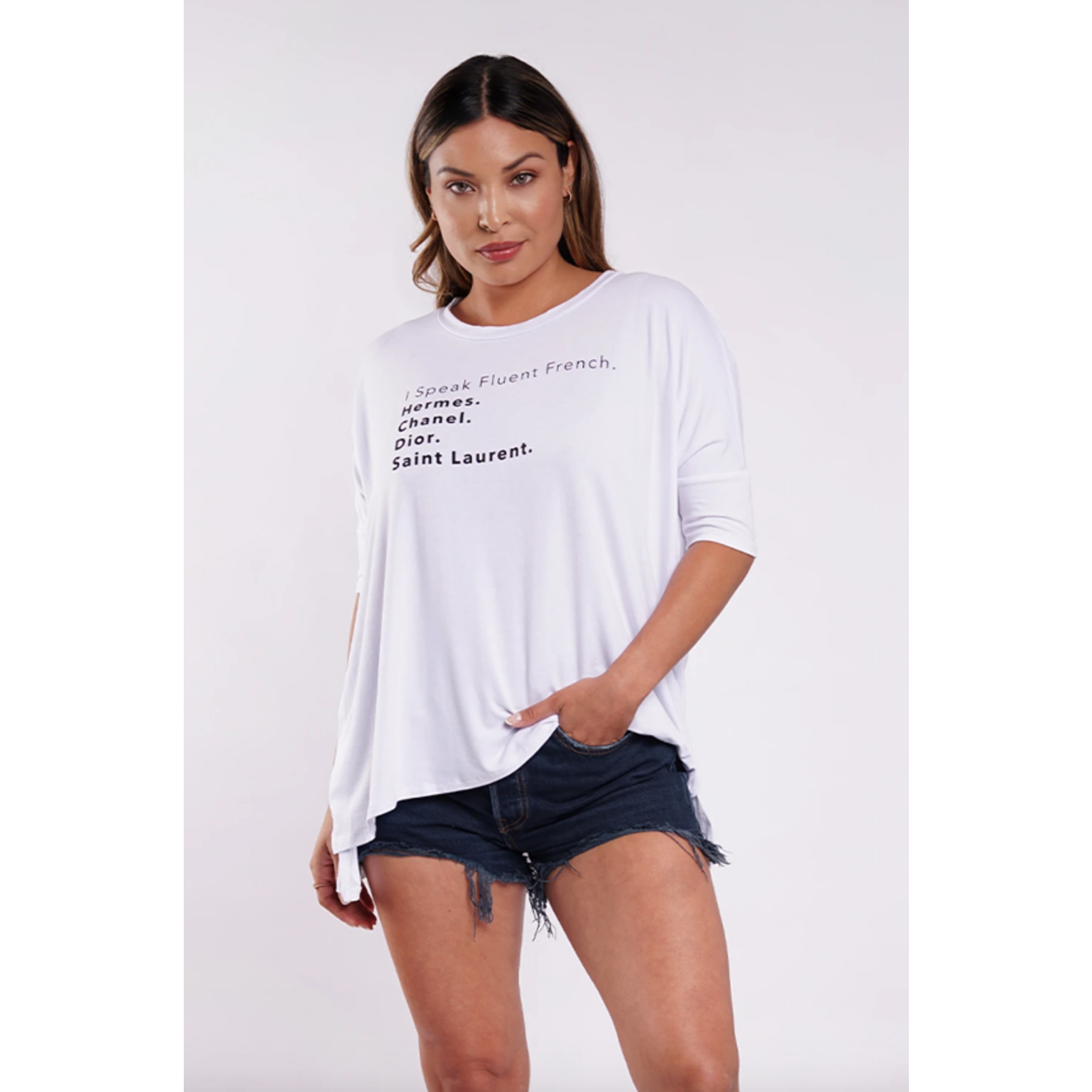 Los Angeles Trading Co Fluent French One Size Tee in White