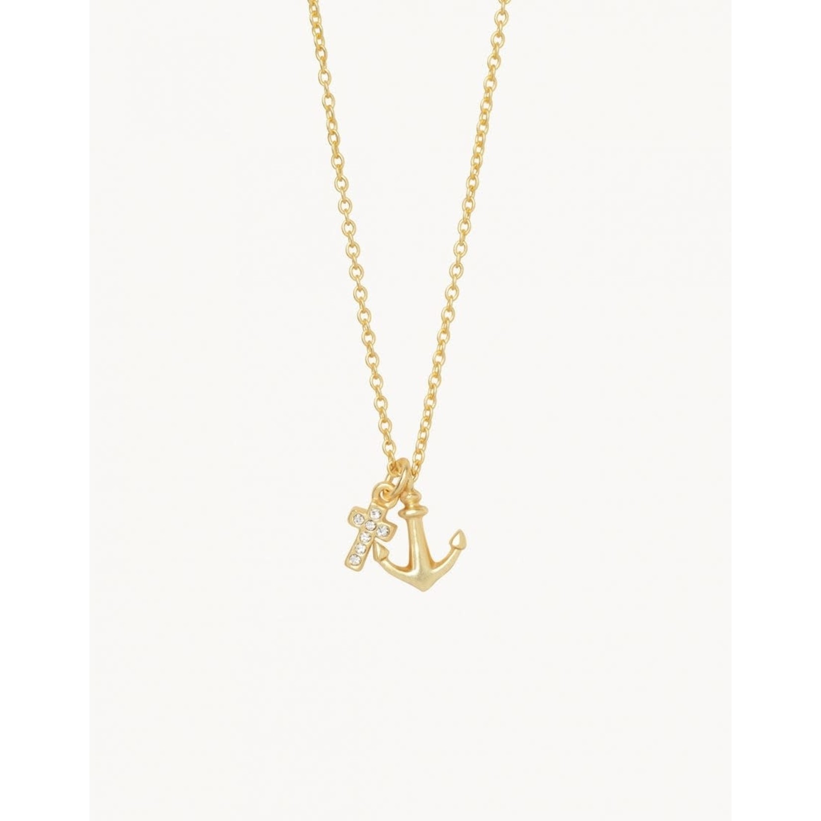 Spartina SLV Necklace 18" It Is Well Cross/Anchor