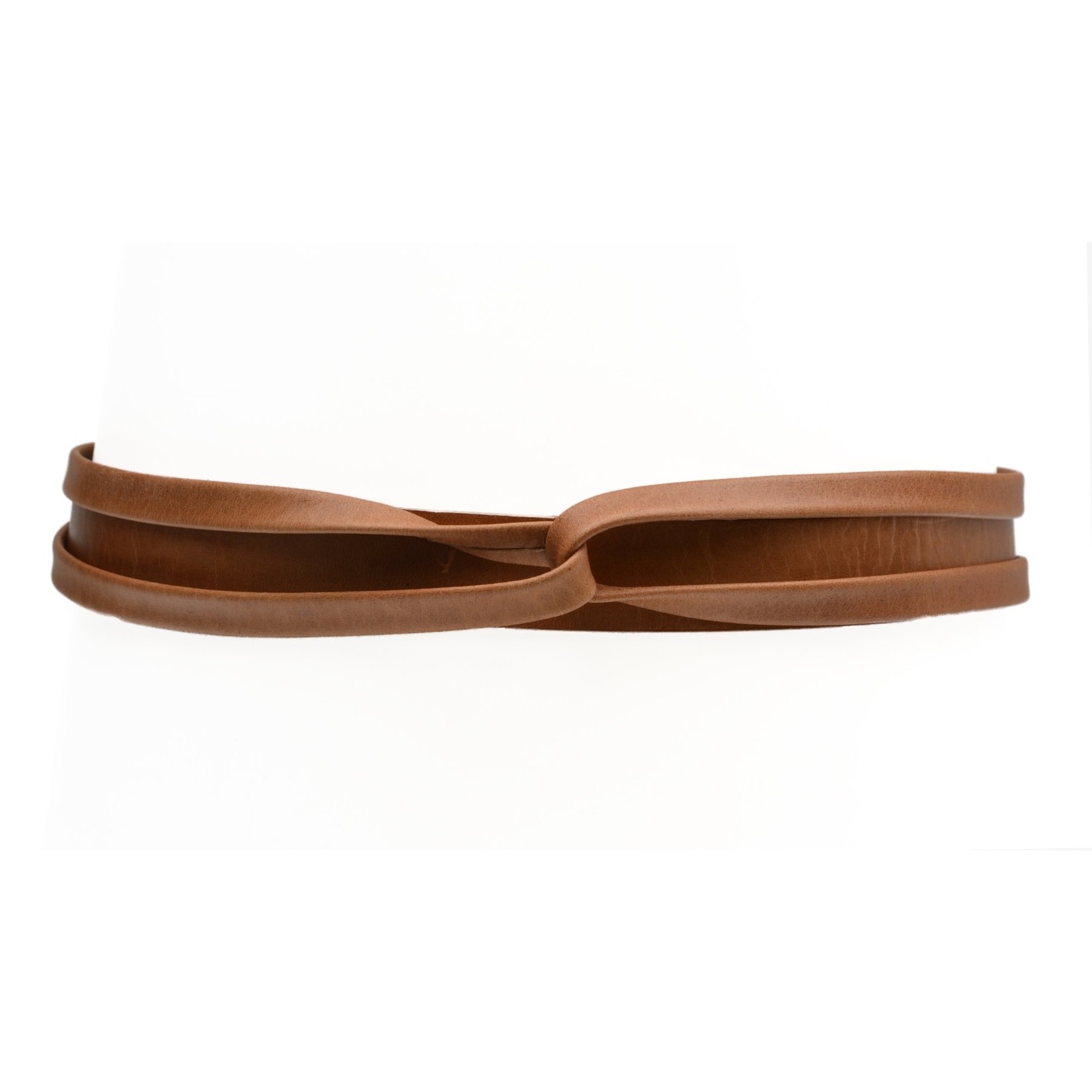 ADA Skinny Leather Wrap Belt in Cognac