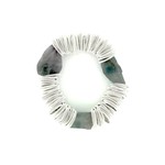 Sea Lily White PW Spring Ring Bracelet w/ Raw Fluorite Stones