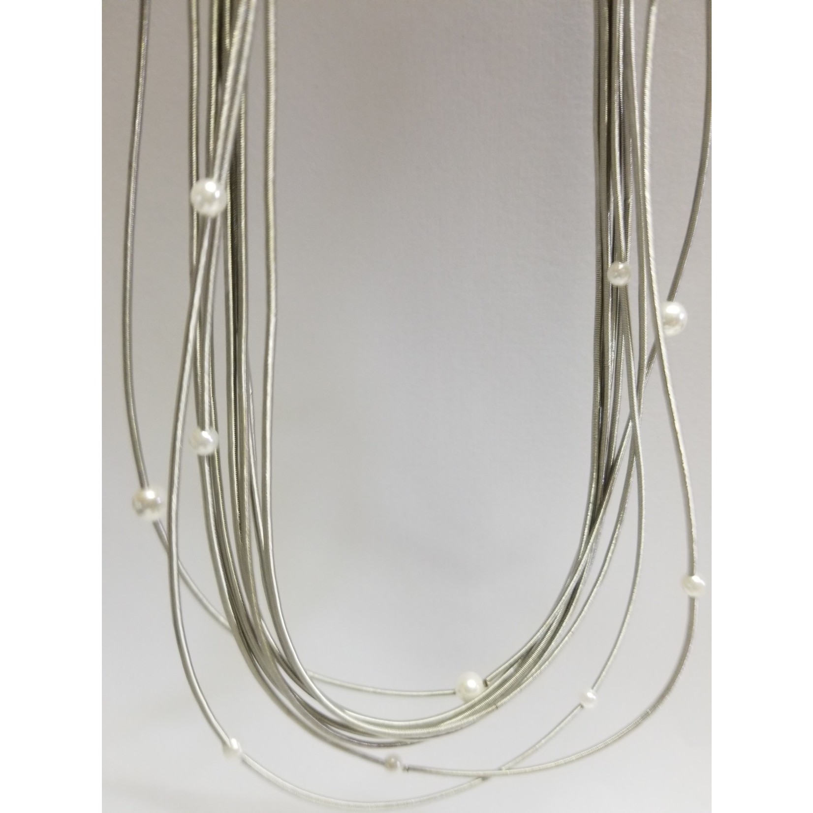 Sea Lily Silver PW Long Multi-Strand Necklace w/Pearls