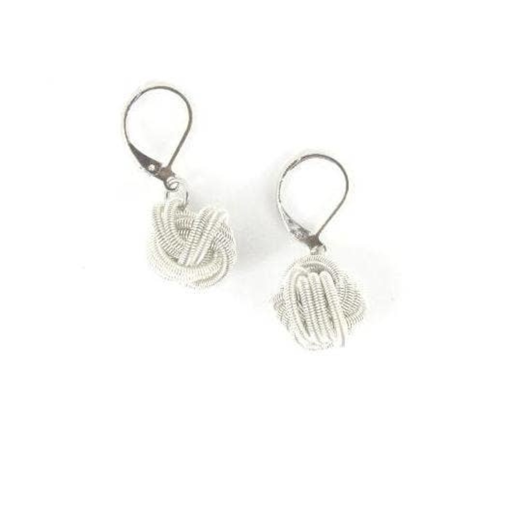 Sea Lily White Piano Wire Knot Earrings