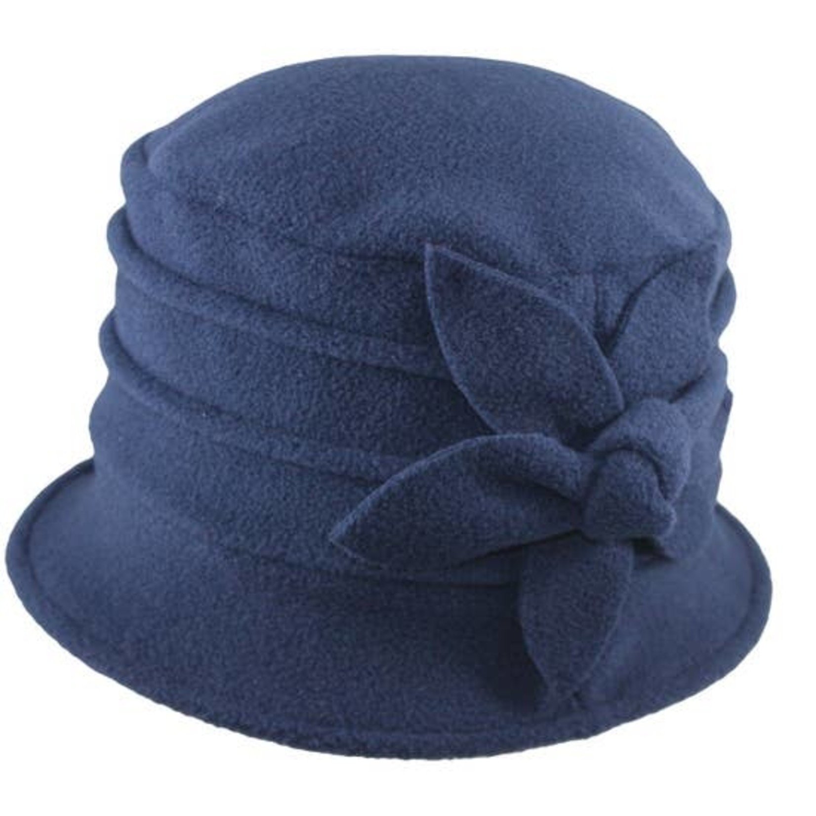 Jeanne Simmons Polar Fleece Brim Cap w/ Flower in Navy