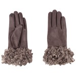 Jeanne Simmons Shearling Cuffed Faux Suede Texting Gloves in Grey