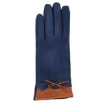 Jeanne Simmons Faux Suede w/ Bow Texting Gloves in Navy/Saddle