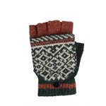 Jeanne Simmons Fingerless Glove w/ Mitten Cap in Rust/Blk Multi