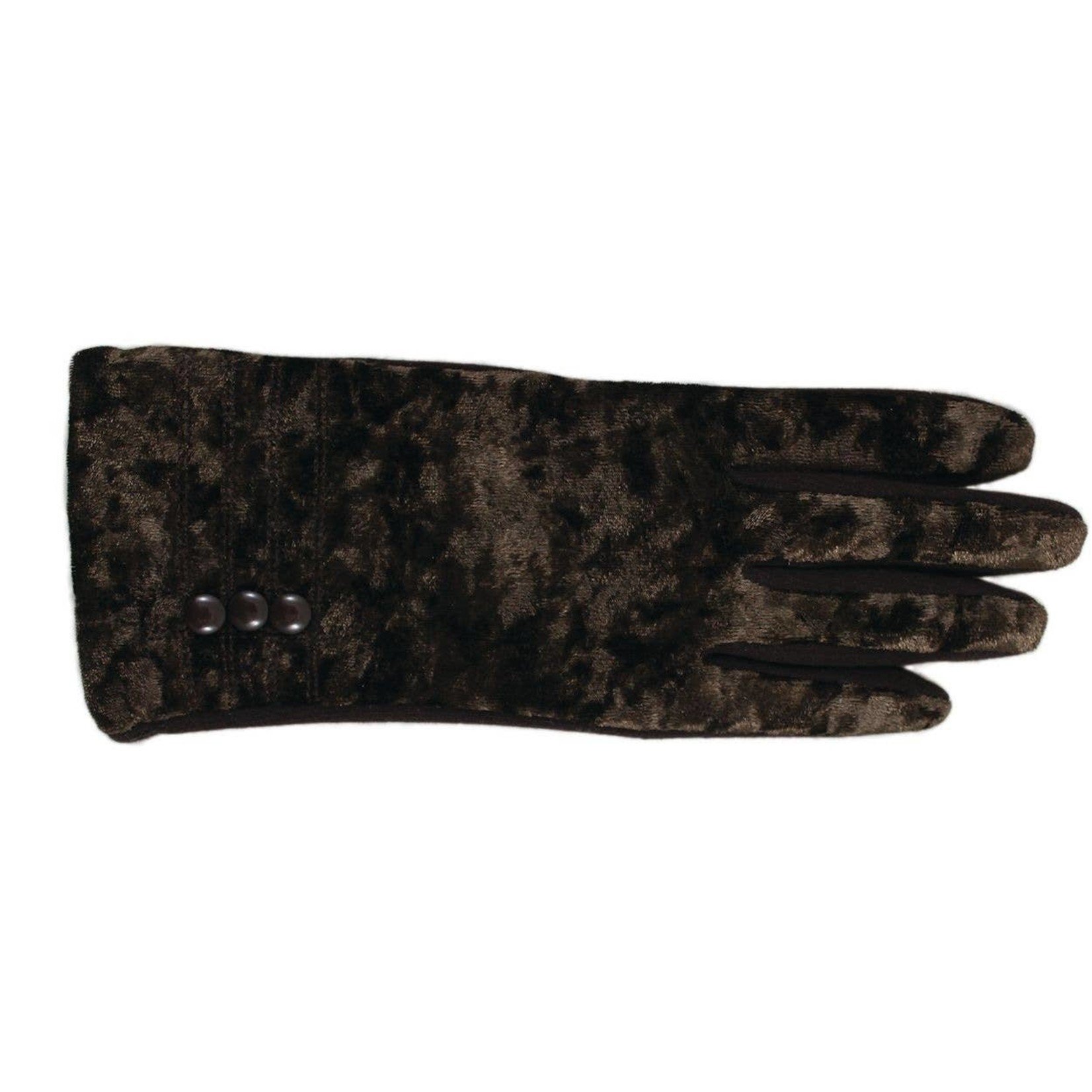 Jeanne Simmons Crushed Velvet & Jersey Texting Gloves in Brown