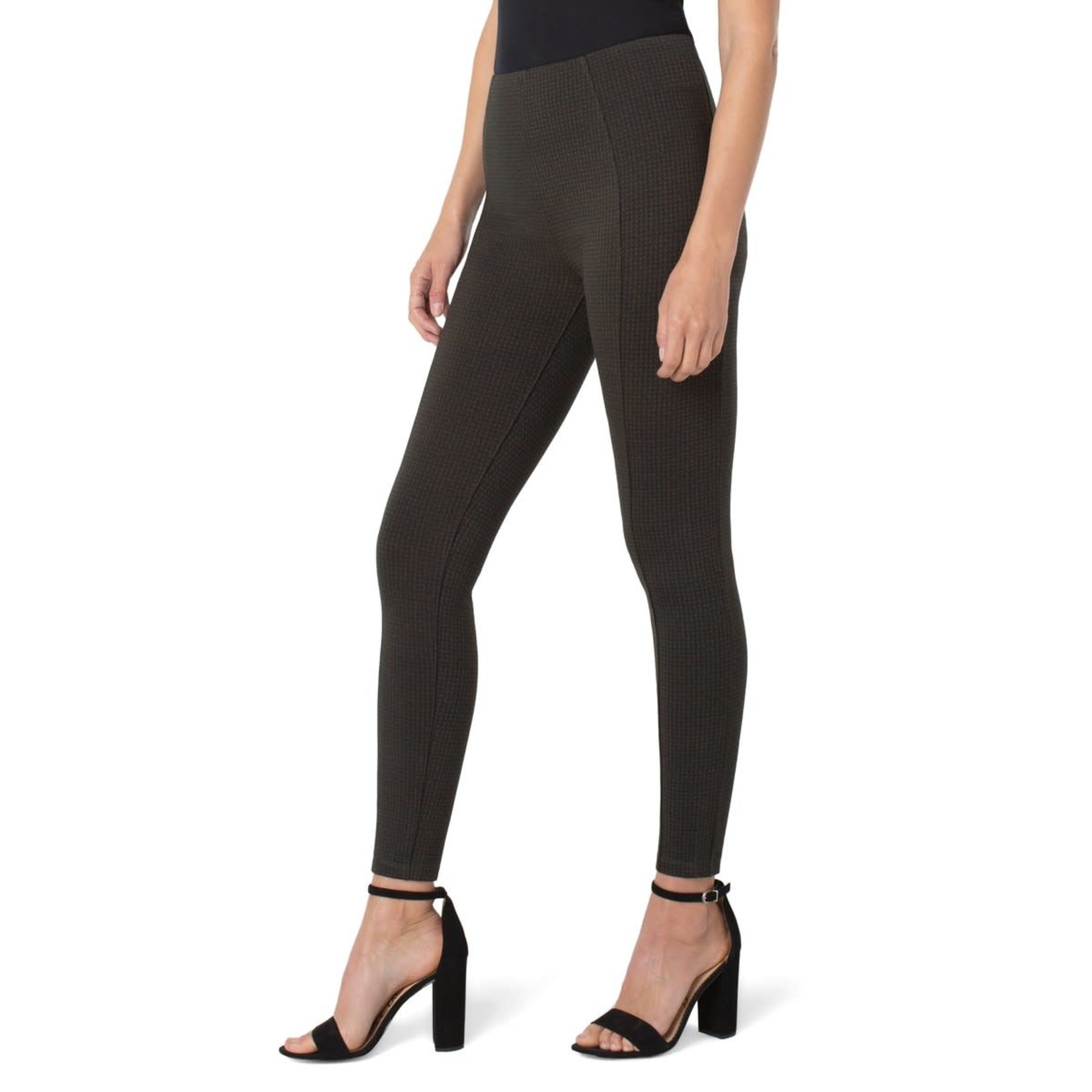 Liverpool Reese Ponte Hi-Rise Ankle Legging in Blk Olive Houndstooth