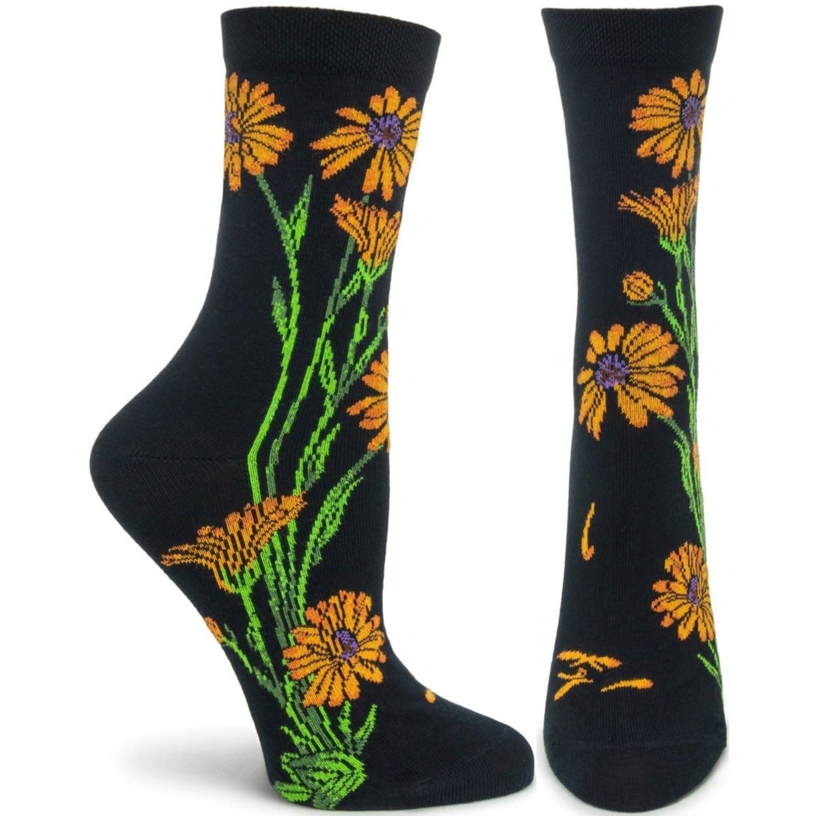 Ozone Socks Apothecary Floral Marigolds Socks in Black