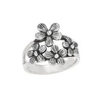 Tiger Mountain Silver Ring w/ 4 Flowers Atop