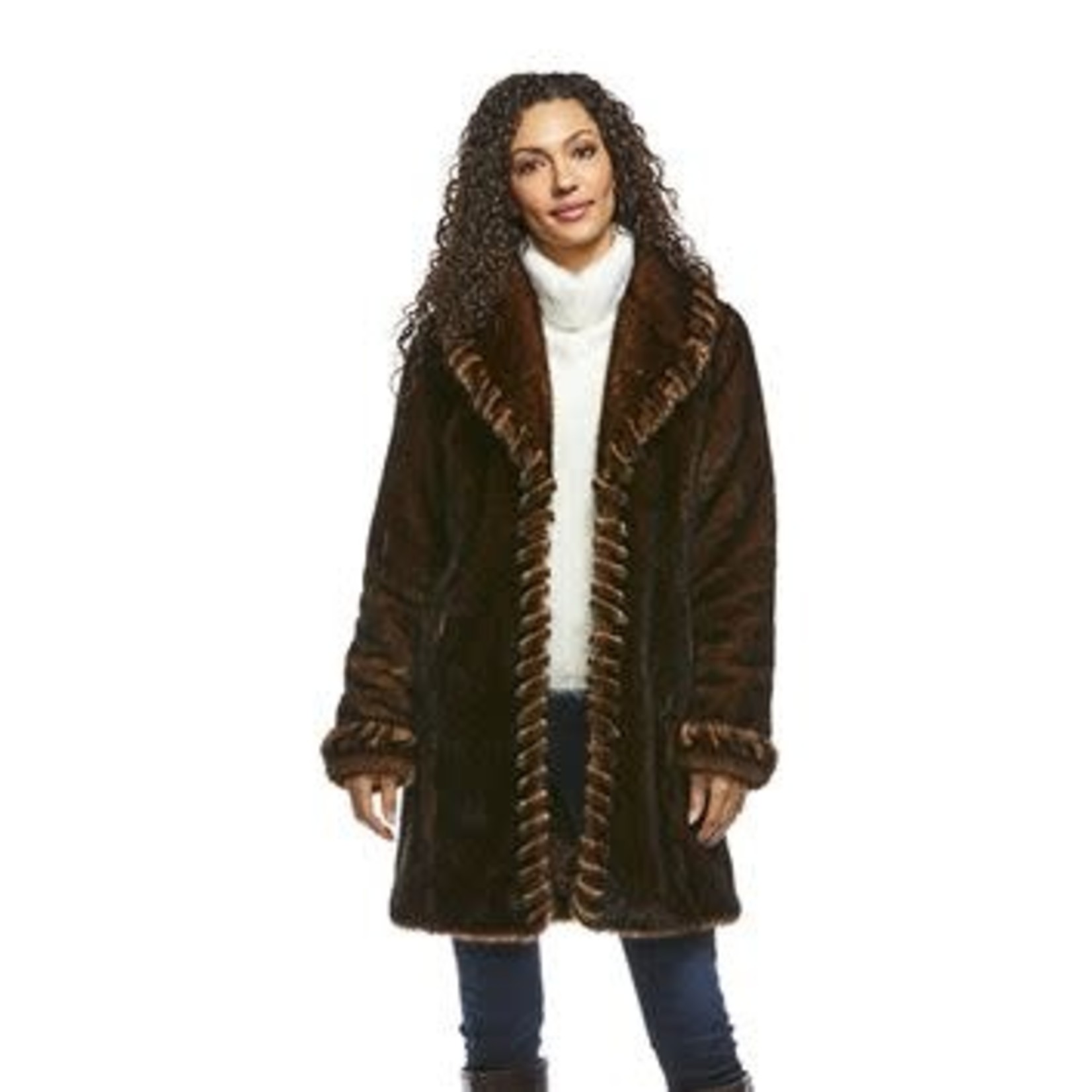 Fabulous Furs Forever Mink Faux Fur Stroller Coat in Brown