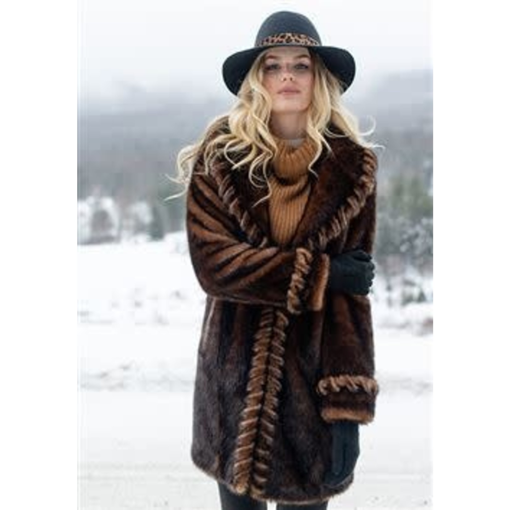 Fabulous Furs Forever Mink Faux Fur Stroller Coat in Brown