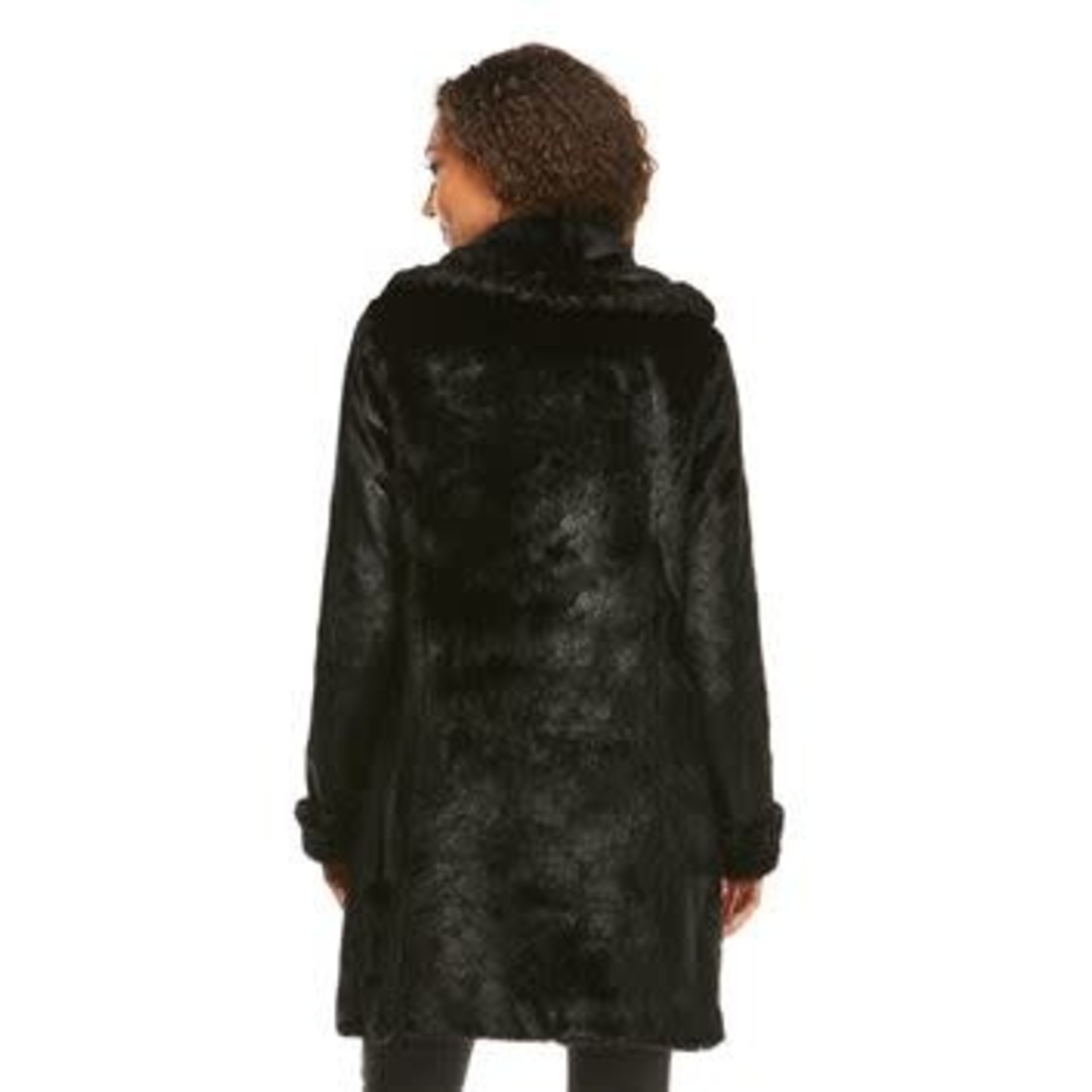Forever Mink Faux Fur Stroller Coat in Black