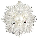 Magic Scarf Silver & Pearl Snowflake Magnetic Brooch