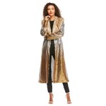 Fabulous Furs Gold Dust Sequin Maxi Duster w/Faux Fur