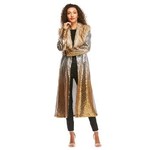 Gold Dust Sequin Maxi Duster w/Faux Fur