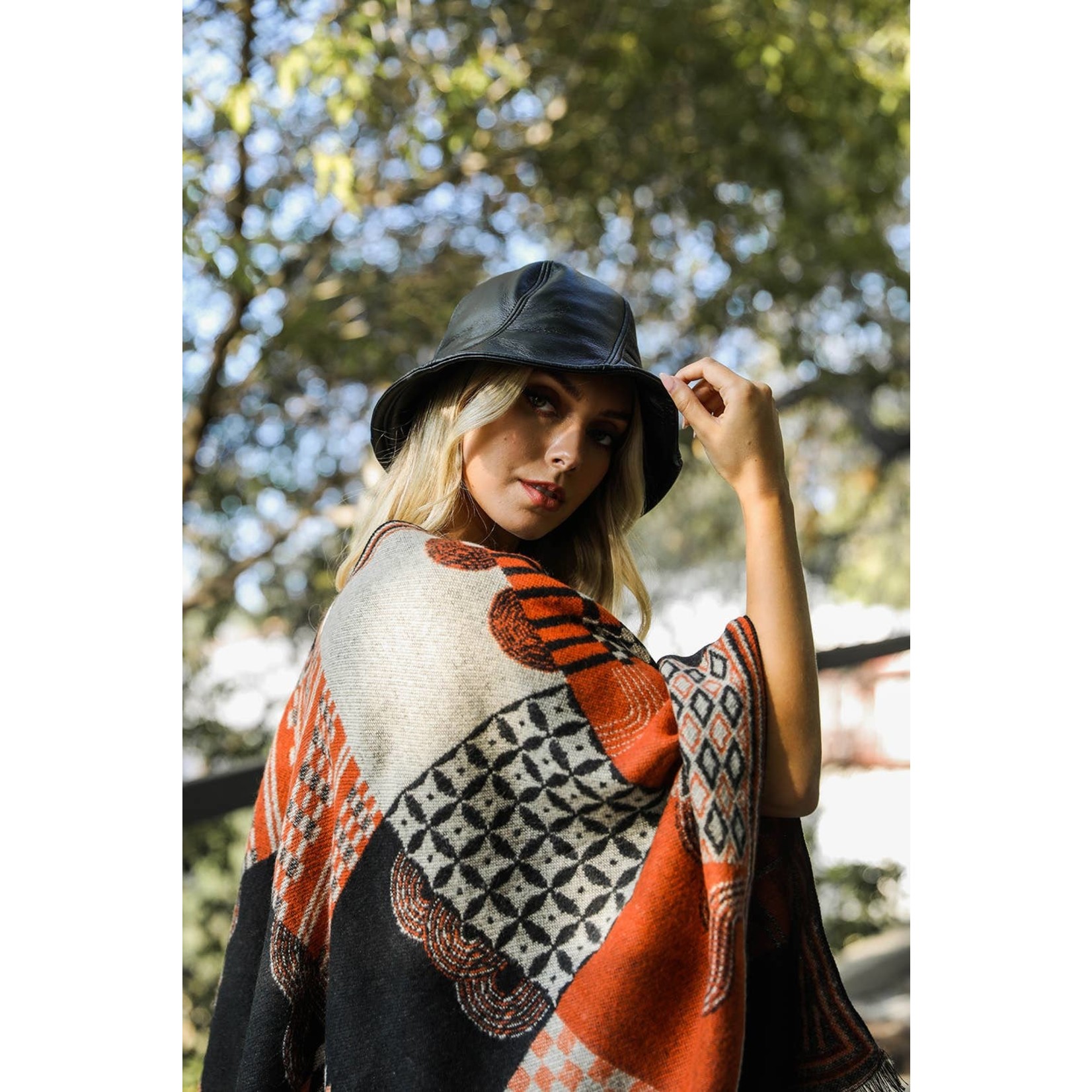 Vegan Leather Bucket Hat in Black