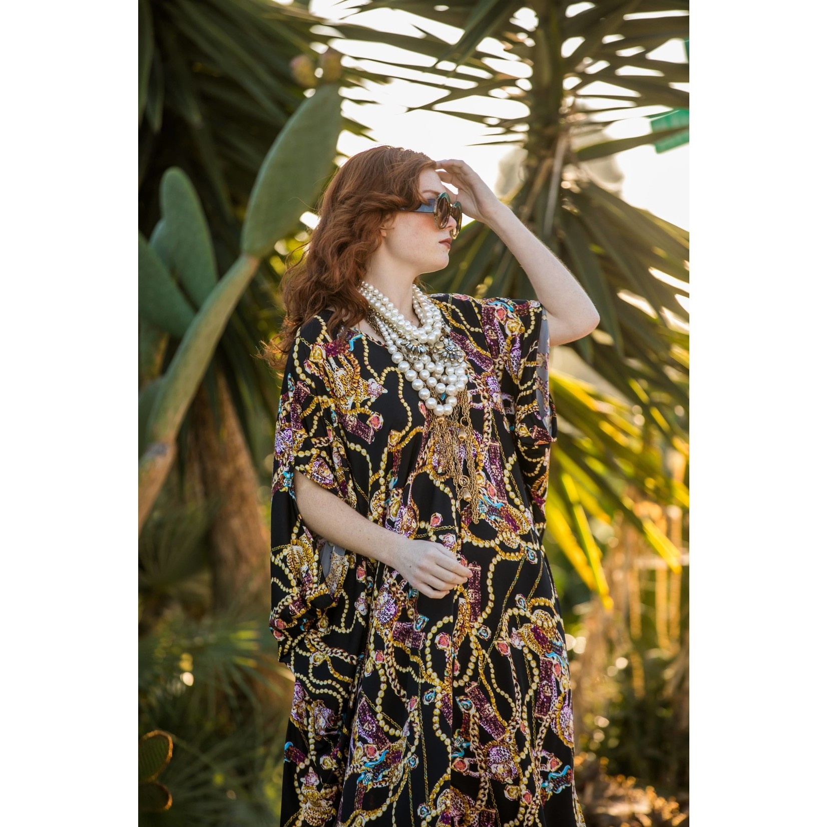 Elizabeth Noir Caftan In One Size