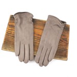 Pretty Persuasions Ruched Suede-like Touchscreen Gloves in Khaki