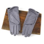 Pretty Persuasions Ruched Suede-like Touchscreen Gloves in Grey