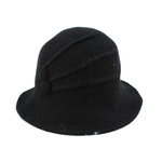 Pretty Persuasions Wool Bucket Hat w/ Pleats & 2 Buttons in Black