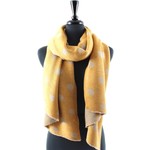 Pretty Persuasions Midnight Kiss Reversible Pleated Polka Dots Scarf in Mustard