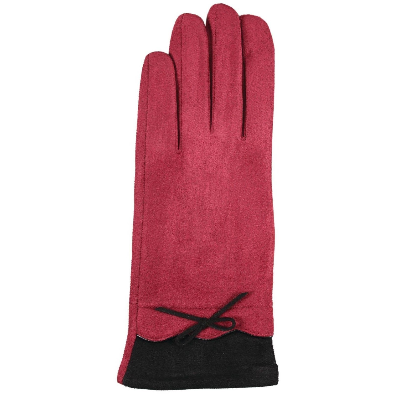 Jeanne Simmons Faux Suede w/ Bow Texting Gloves in Burgundy/Black