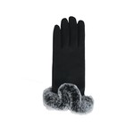 Jeanne Simmons Faux Suede w/Silver Faux Fur Trim Texting Gloves in Black