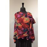 Cashmere Shawl w/ Pull Thru Shoulder Tab-Purple/Burgundy Floral Print