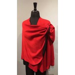 Cashmere Shawl w/ Pull Thru Shoulder Tab-Solid Red and Black
