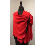 Rapti Cashmere Shawl w/ Pull Thru Shoulder Tab-Solid Red and Black