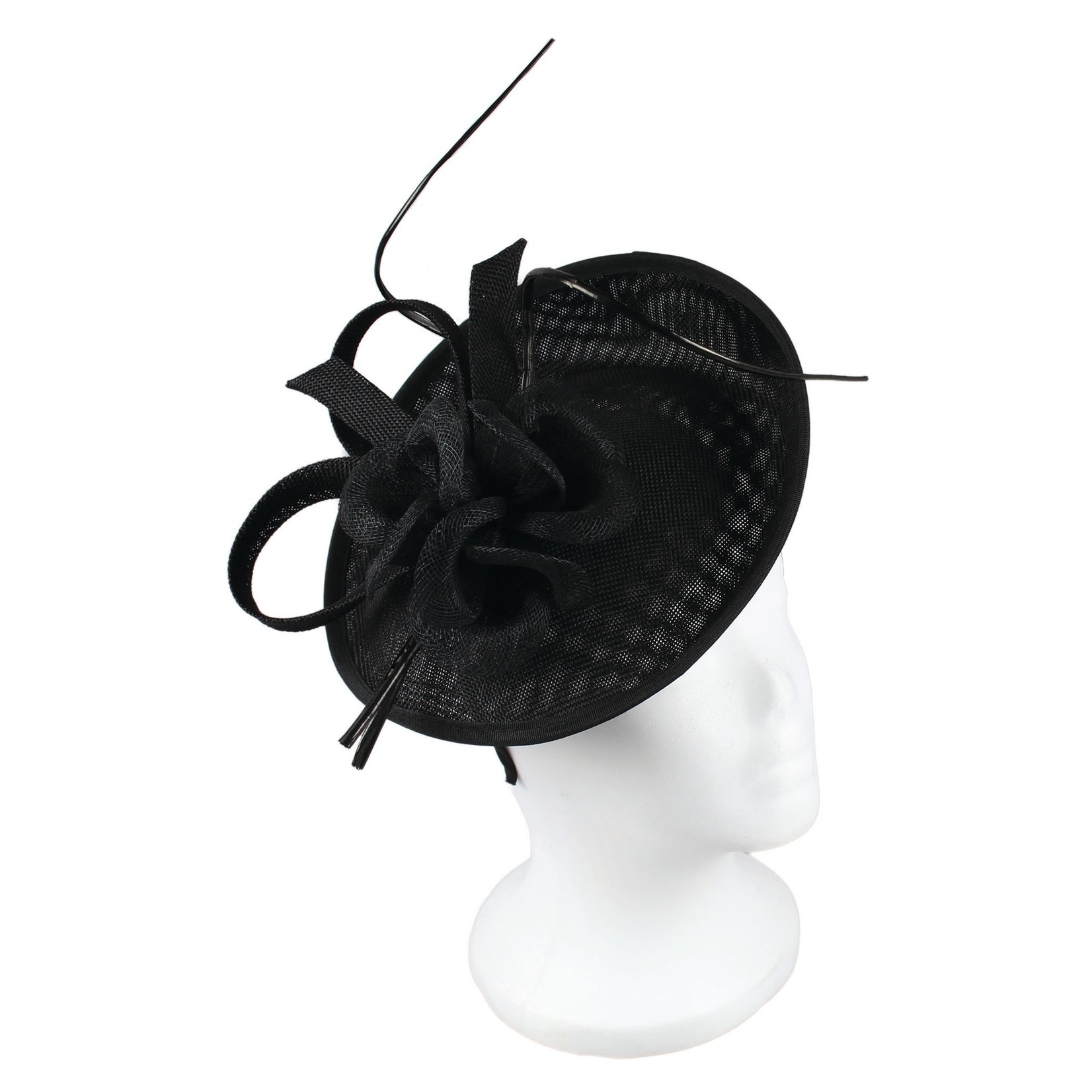 Jeanne Simmons Fascinator Headband w/ Paper Flowers on Sinamay in Black