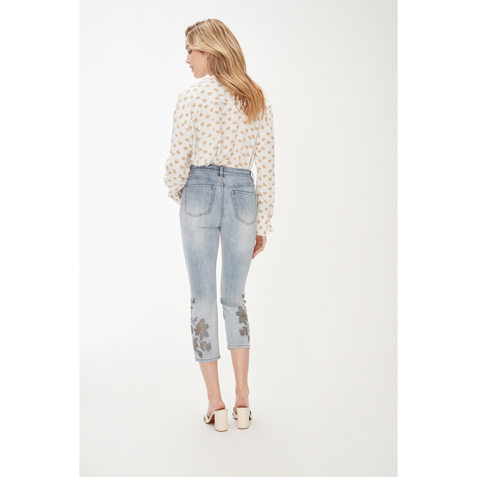 FDJ Suzanne Slim Crop w/ Floral Embellishment