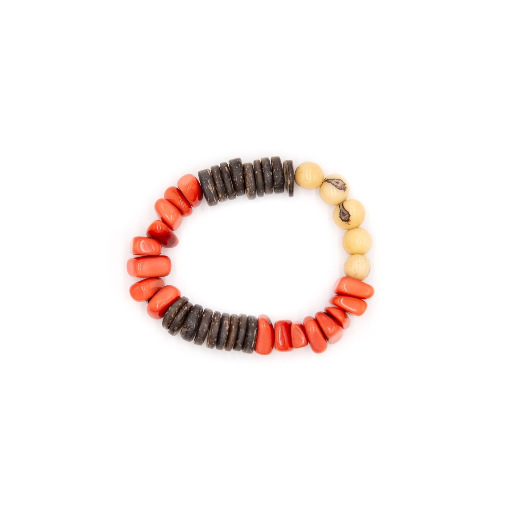 Organic Tagua Jewelry Jea Bracelet in Poppy/Coral/Ivory