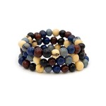 Organic Tagua Jewelry Stackable Bracelet Combo in Blue/Brown
