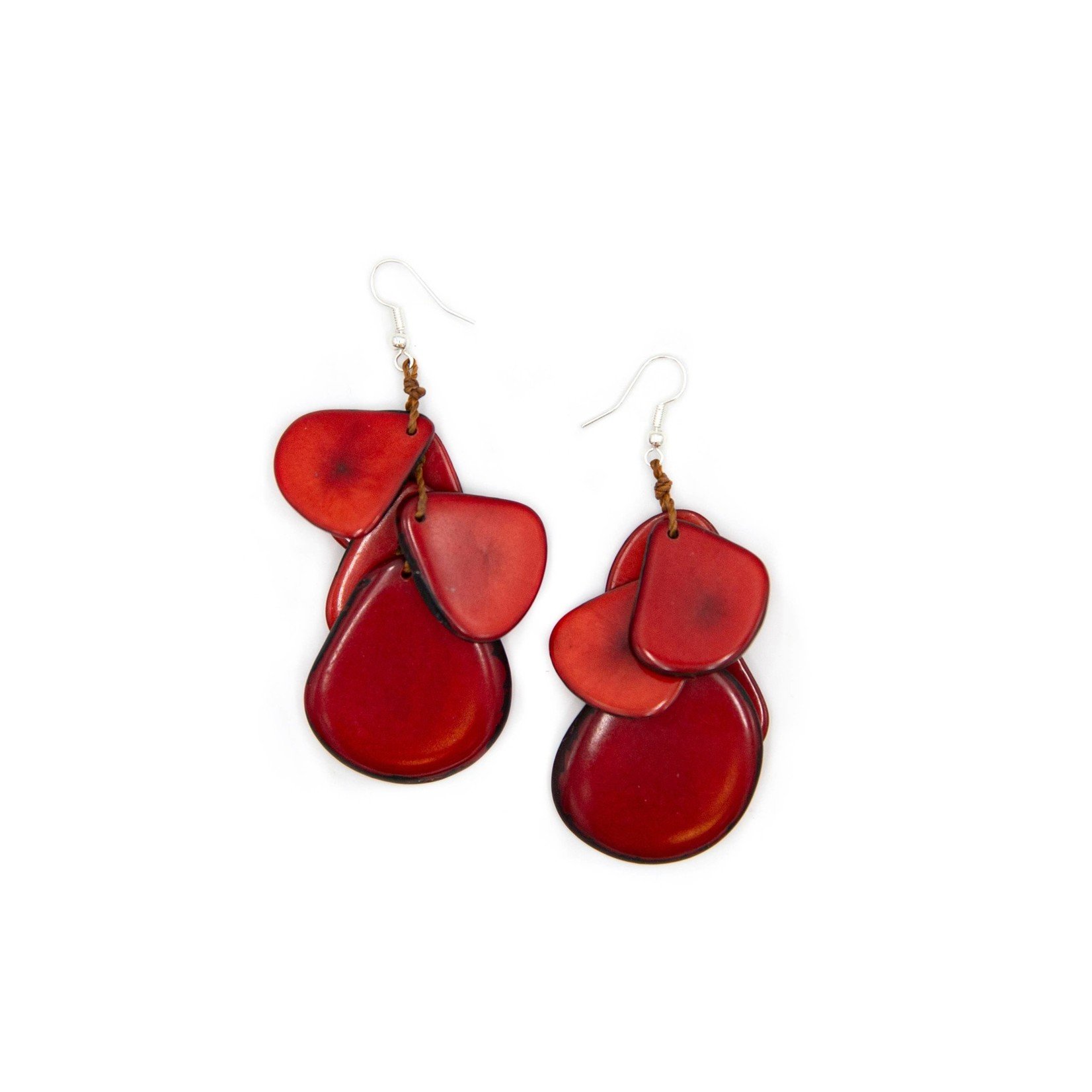 Organic Tagua Jewelry Jordin Tagua Earrings in Red